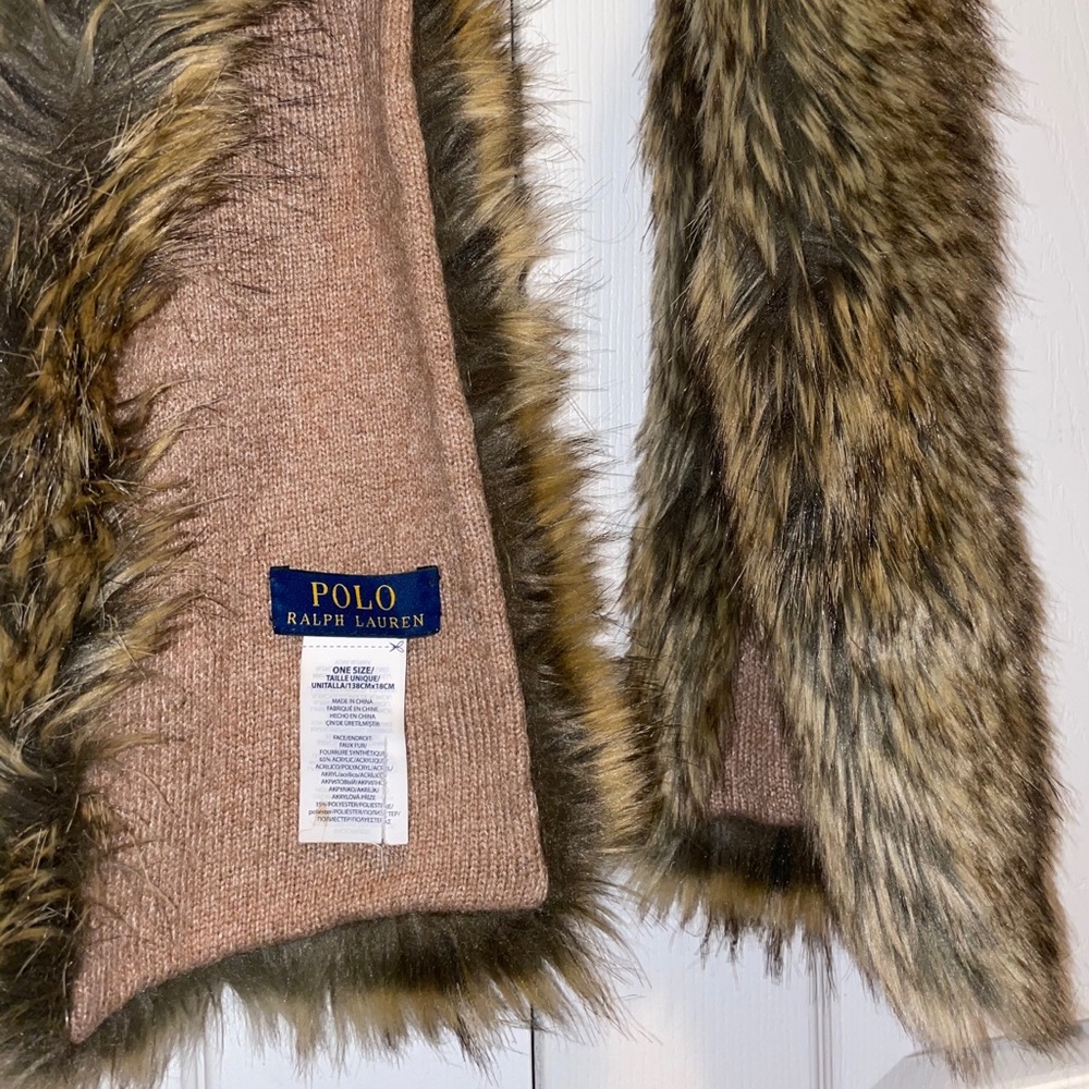 Ralph Lauren Polo coyote faux fur scarf